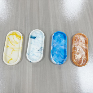 Sang Trọng Polyresin Phục Vụ Khay Hiện Đại Trắng Nhựa Đá Cẩm Thạch Phòng Tắm Vanity Khay Cho Nhà Bếp Phòng Khách Thực Phẩm Đồ Trang Sức Công Cụ - Product Image 6