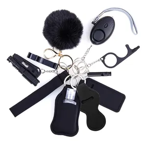 Manufacturer 11pcs/Set Women's Fashion Wristlet Keychain Stick Kit Survival Tool & Self-Defense Knife Personal Use Keychain Set