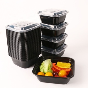 Black square Microwavable Food Container with Clear Lid 18oz 22oz 30oz plastic takeaway Lunch Bento Box