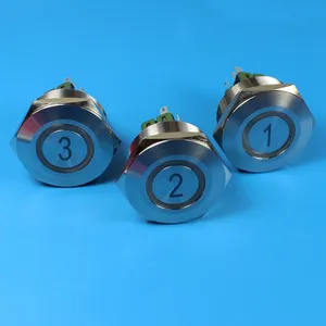 Botón pulsador de cabeza circular de Metal, interruptor impermeable de bocina momentánea de 12V, 16mm, interruptor pulsador momentáneo DPDT