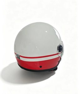 Casque ouvert rétro américain à rayures blanches et rouges, demi-casque léger et confortable avec visière pour moto et scooter - Product Image 3