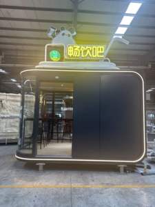 Unità Mobile multifunzionale 3 in 1 per caffè Food che serve dessert al caffè pasti leggeri in legno costruzione prefabbricata immobiliare - Product Image 4