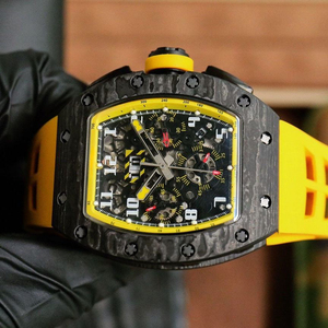 Men's Black and Yellow Carbon Fiber <b>Chronograph</b> Mechanical Watch, <b>Automatic</b> Sports Watch RM011 - Product Image 5