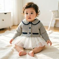 Ensemble deux pièces pour bébé fille, tenue pied-de-poule, veste à col Claudine et body bébé pour fête de mariage, barboteuse personnalisée