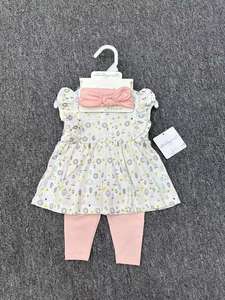 Commercio all'ingrosso nuovo stile Casual da <span class=keywords><strong>bambina</strong></span> in cotone 100% set di <span class=keywords><strong>abbigliamento</strong></span> per bambini collezione primavera estate calda 0-12M - Product Image 2