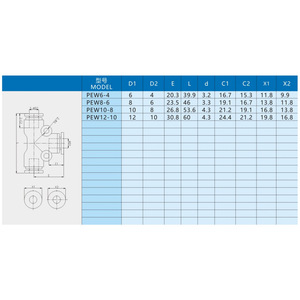 ShinYee Pneumatic Fittings PEW6/8/10-4/6/8 Plastic Copper Body <b>Quick</b> Connect T Type Air Hose <b>Connector</b> - Product Image 3
