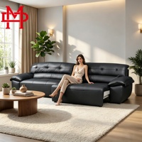 Canapé d'angle moderne XIYUA en cuir véritable, trois places, extensible, avec dossier coussin en éponge écologique et durable en acier inoxydable, idéal pour villa