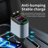 Chargeur de voiture télescopique 120W double port Type-C/USB, 3-en-1, avec cuivre, charge ultra-rapide SCP DC, modèle X1
