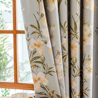 Rideau occultant à œillets en polyester, motif floral aquarelle pastoral, pour chambre et salon
