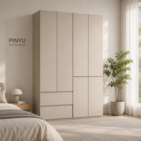 Armoire autoportante en bois de style mid-century avec portes à panneaux surélevés, écologique, grande capacité de rangement pour chambre, salle à manger, hôtel, hôpital
