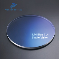 Verres de lunettes Pioneer Optical 1.56 1.60 1.67 1.74 en résine anti-lumière bleue HMC Blue Cut UV420 pour lunettes à vision simple