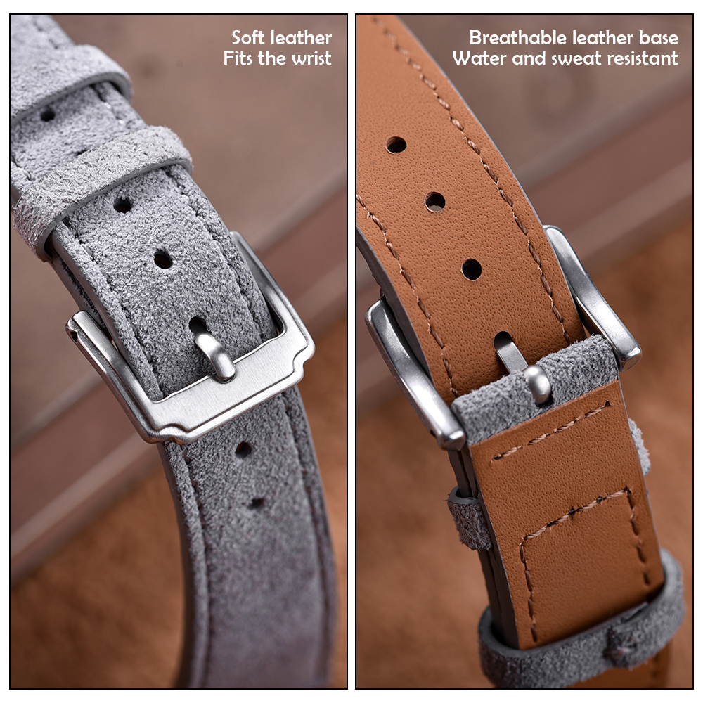 JUELONG Quick Release Suede Leather Watch Band 18mm 19mm 20mm 22mm Genuine Leather Watch Straps Vintage Handmade Watchband