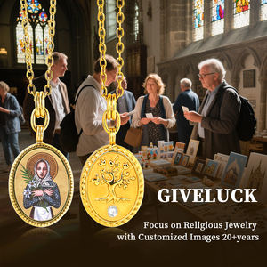 GIVELUCK Ciondolo Personalizzato con Icona Ortodossa di Santa Maria Goretti in Acciaio Inox Placcato Oro 18K, Medaglia del Santo Patrono della Purezza e della Perdono - Product Image 6