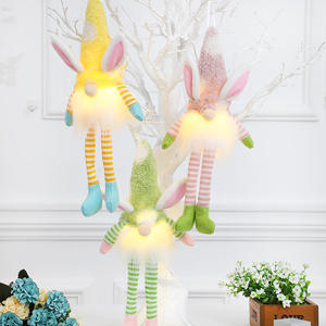 Muñeco Gnomo Conejo de Patas Largas con <span class=keywords><strong>Luz</strong></span> LED Blanca Cálida, Muñeco sin Rostro de Pascua, Decoración <span class=keywords><strong>para</strong></span> Ventanas, Adorno de Duende Pastel - Product Image 3