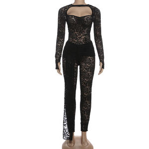 Nuovo Completo <span class=keywords><strong>Donna</strong></span> Primavera-Autunno 2026, Sexy in Pizzo, Tinta Unita, Trasparente, Schiena Scoperta, Vita Alta, Slim Fit, Due Pezzi - Product Image 6