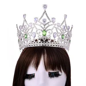 Kustom Lebih Tinggi dari 5 Inci Zirkon Crown Pageant Rambut Ratu Ukuran Simpai Dapat Disesuaikan