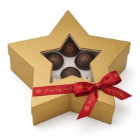 Boîte cadeau de Noël personnalisée en forme d'étoile dorée mate avec fenêtre et ruban, vente en gros, directement de l'usine pour la vente au détail