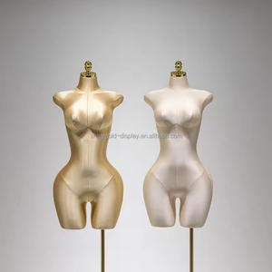 Maniquí Femenino Curvy de Fibra de Vidrio Al Por Mayor, Forma de Vestido con Caderas Grandes y Busto, Maniquí Sexy de Medio Cuerpo Talla Grande BBL para <span class=keywords><strong>Dama</strong></span> con Soporte Dorado - Product Image 3