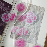 15 autocollants par paquet, série Ombres de fleurs, autocollants décoratifs floraux pour journal créatif DIY