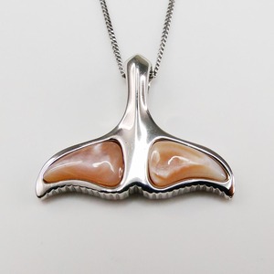 925 Sterling Silber Rose Gold Plated Pink Perlmutt Wal schwanz Anhänger - Product Image 5