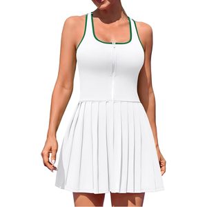 Robe de tennis FOXA pour femme avec short et soutien-gorge intégrés, robe de golf plissée, robe de sport sans couture - Product Image 1
