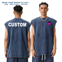 Camiseta sin Mangas Personalizada con Logotipo para Hombre, 100% Algodón, Estilo Vintage Lavado, Lisa, Informal, para Gimnasio, Entrenamiento, Verano