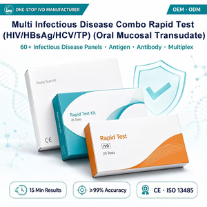 Prueba Rápida 4 <span class=keywords><strong>en</strong></span> 1 para <span class=keywords><strong>VIH</strong></span>, HBsAg, HCV y TP, <span class=keywords><strong>de</strong></span> Uso Médico, Clínico y Doméstico, Fabricada por GMP OEM - Product Image 1