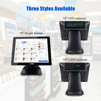Caisse enregistreuse électronique à écran tactile de 15 pouces, système double Windows Android, machine POS, Wi-Fi intégré et Bluetooth en option