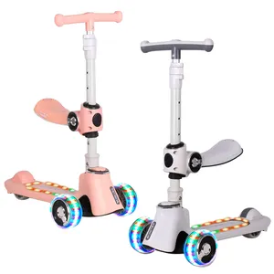 Attività all'aperto pieghevole per bambini Scooter 3 WheelsPU manubrio regolabile luce-Up Scooter per bambini ragazzi ragazze età 3-12