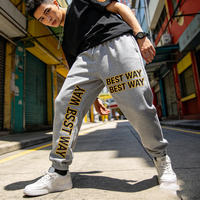 Vêtements de sport élégants, faible MOQ, pantalon de jogging ample à jambe droite, surdimensionné, en tissu éponge résistant, pour hommes, impression de logo personnalisée, style hip-hop