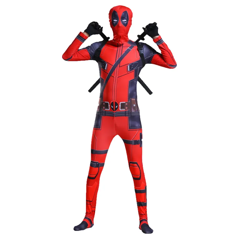 Cool Hoofddeksel Volwassenen Jongens Kinderen Komische Anime Superheld Halloween Carnaval Party Outfit Cosplay Dead Pool Kostuum Met Masker