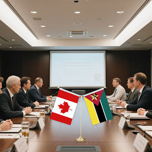 Bandiera da tavolo a forma di Y con Base in metallo per decorazioni Mini bandiera personalizzabili (bandiera del Canada e del Mozambico) - Product Image 5