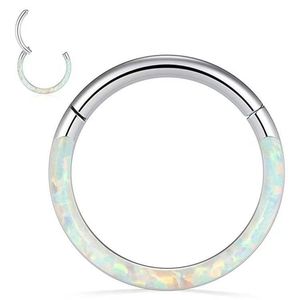 Anillo Segmentado Articulado de Titanio G23 F136 con Ópalo |   Clicker Hipoalergénico Sin Costuras para Piercing de Nariz, Septum, Cartílago, Daith y Helix - Product Image 5