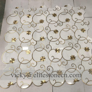 Groothandel Nieuwe Moderne Design High-End Keuken Badkamer Decoratieve Witte Marmer Mix Messing Gehoned Hexagon Wandmozaïek Tegels - Product Image 6