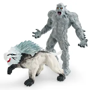 跨界仿真西方传奇魔兽模型喜马拉雅雪人冰刀-齿虎怪物装饰玩具