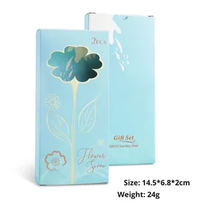 Rose Coffee Spoon <span class=keywords><strong>Set</strong></span> Cross-Biên Giới Gương Ba Lan Thép Không Gỉ Khỏe Mạnh Trà Đồng Hành Cho Các Bên Và Hộp Quà Tặng - Product Image 5