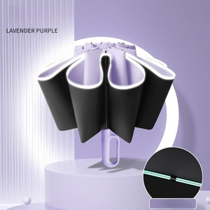 Thiết kế cổ điển 8K xương sườn in logo UV 12K Windproof an toàn phản chiếu tự động 3-fold gấp ngược ô cho người lớn - Product Image 4