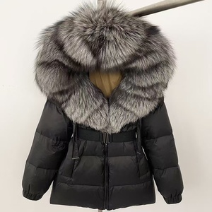 Moda <span class=keywords><strong>de</strong></span> invierno Lujoso Cálido Cuello esponjoso Comodidad Pato blanco Abajo <span class=keywords><strong>Abrigo</strong></span> corto Abajo Chaqueta para mujer - Product Image 3
