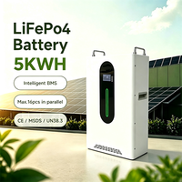 Batterie solaire au lithium silencieuse 5 kWh 100 Ah 51,2 V avec moniteur Bluetooth, LiFePO4 48 V 100 Ah pour la sauvegarde en cas de panne de courant