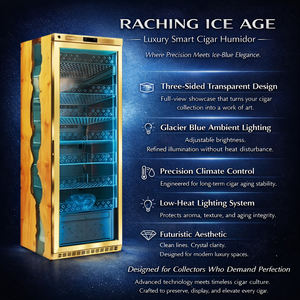 Humidor Electrónico para Cigarros Ice Age |   Resina Transparente, Iluminación Ambiental, Temperatura y Humedad Precisas |   RACHING - Product Image 3
