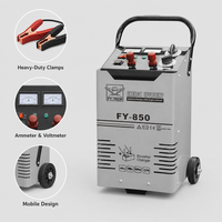 Chargeur de batterie rapide multifonction 12V/24V FY-850 avec pinces robustes pour démarrage de voiture et charge intégrée