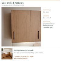 Meuble de cuisine moderne stratifié avec portes à battants, aménagement en L, dimensions personnalisées, rangement par tiroirs et boîtes de rangement en contreplaqué