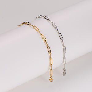 बोहो शैली 18k सोने की प्लेटेड स्टेनलेस स्टील के टैंक वाटरप्रूफ पेपर क्लिप लिंक चेन - Product Image 3