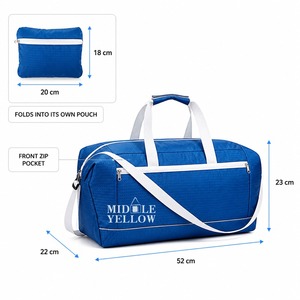 Bolsa de Viaje Plegable con Logotipo Personalizado, Bolsa de Lona Plegable de Tela de Rejilla con Correa Cruzada, Pantone Personalizado, OEM, ODM, Directo de Fábrica - Product Image 2