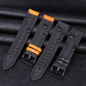 Correa de cuero + goma híbrida Vintage para reloj, banda de silicona impermeable de 18/20/21/22/23/24mm, venta al por mayor - Product Image 2