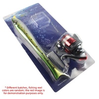 TUOLI TL1028 1.6M Canne à pêche télescopique portable en fibre de verre en forme de poisson pour enfants, avec moulinet – Cible : saumon, bar, carpe
