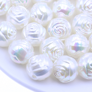 Perle Imitation di Grado AAAAA da 16mm all'Ingrosso, 300 Pezzi Colori Misti, Perle Acriliche a Doppio Fiore Rosa per Creazione di Collane e Gioielli - Product Image 1