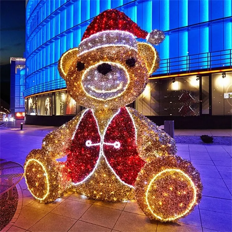 Decoración comercial de lujo para interiores y exteriores, luz LED con motivo de oso de peluche iluminado para Centro Comercial