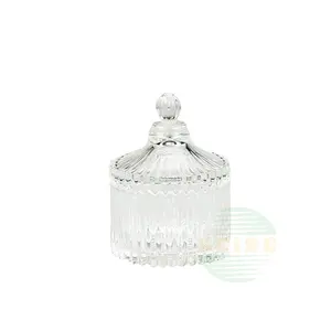 Wholesale flint Crystal glass sugar bowl and candy jars with glass lid cover food storage ball for wedding 80ml 135ml