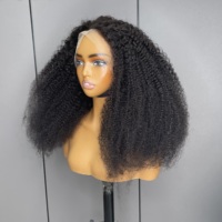 Perruques brésiliennes en cheveux humains de 10 à 20 pouces, 13x4, avec dentelle transparente, bouclées, noires naturelles, sans colle, effet mouillé, pour femmes, pré-plumées